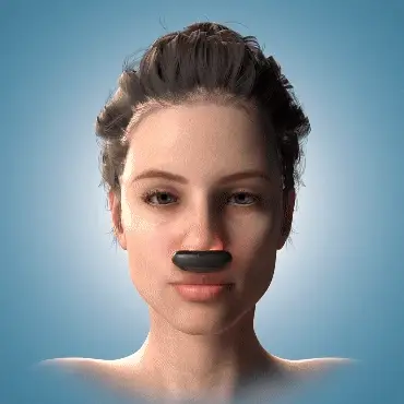 LumiNasal Sinus Pro em ação — animação 3D do dispositivo aplicando luz vermelha nos seios nasais